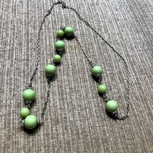 Pale green long necklace